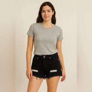 Women’s Off White Denim Shorts Size 27 Color Black White